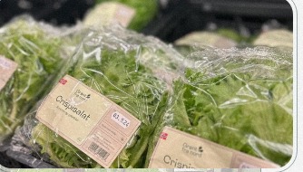 Ferdigpakket salat fra Grønt fra Nord i butikkhylle